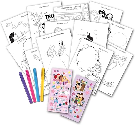 Disney Princess Stow & Go Activity Kit, 17-Piece Travel Art Set, Preschool, Kids Toys for Ages 3 Up